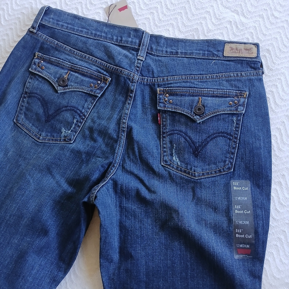levi's 515 bootcut mid rise jeans y2k 12 vintage denim bling cowgirl western